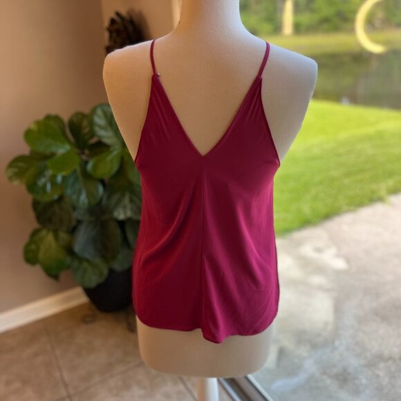 Loft Halter Tank Top Burgundy Maroon Red V Neck Back in  Size XS. - Picture 3 of 5